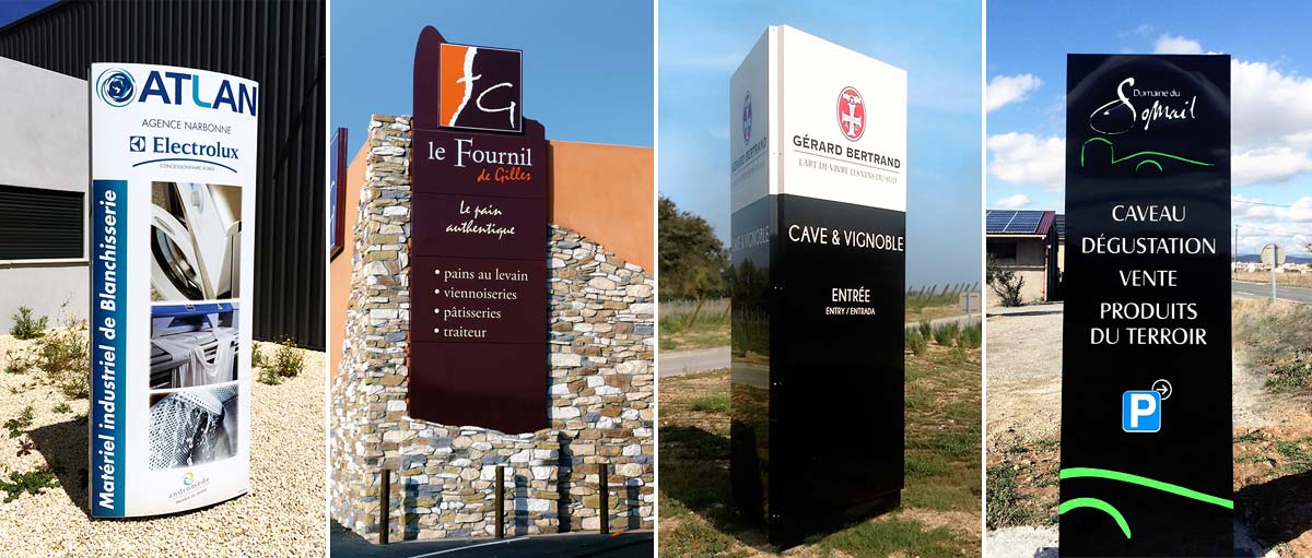 Signalisation, publicitaire, Fabricant, Enseigne, affiche, publicitaire, extérieur, avec, néon, Maroc, ville, Marrakech, Casablanca, Agadir, Essaouira, Panneaux, totems